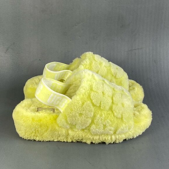 UGG Womens Fluff Yeah Slide Poppy Sandals Pollen Green Size 6 - Picture 1 of 7